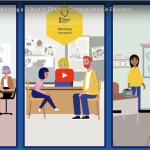 Still from the BRIES video showing animated learners and teachers in a classroom